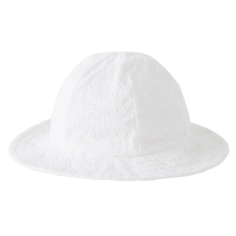 Zara Kids, white, embroidered eyelet hat, 0-1 years